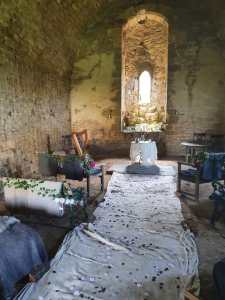 Sheriff Hutton Castle done up for a wedding ceremony